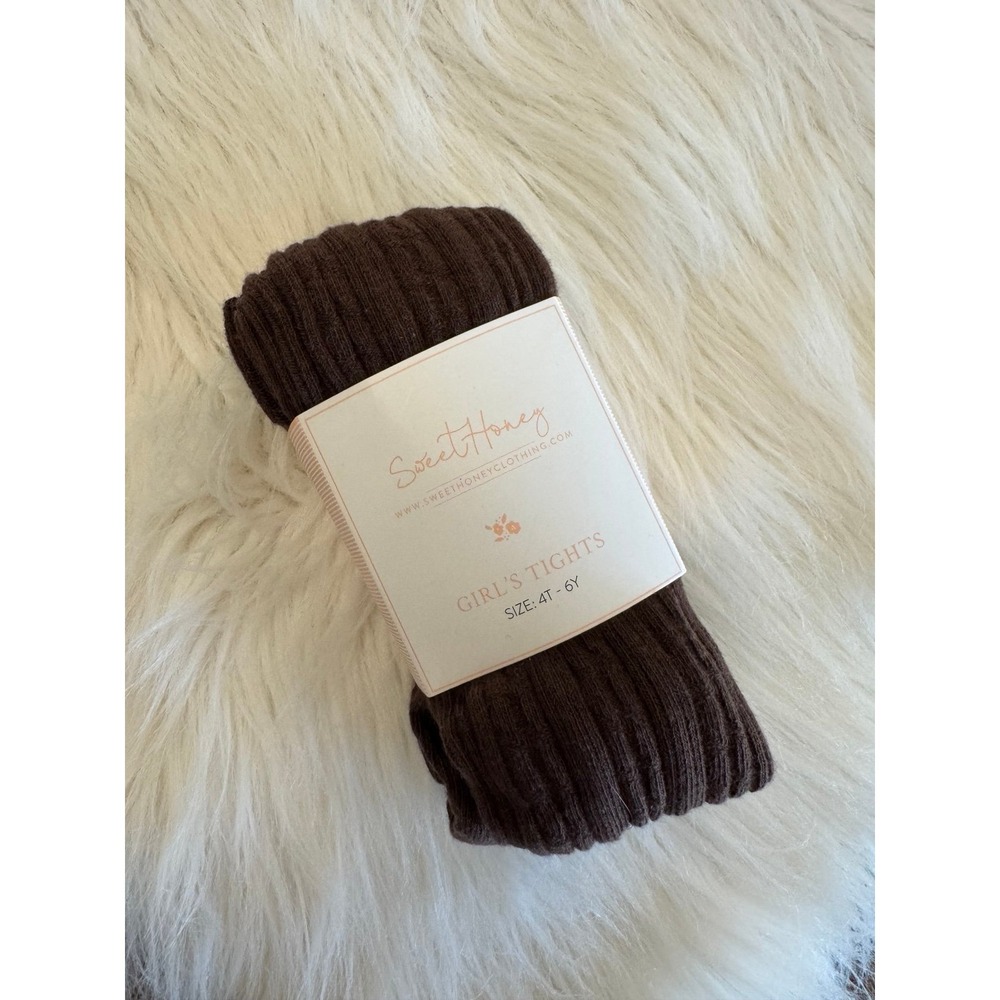 SweetHoney girls brown tights size 4-6 NEW